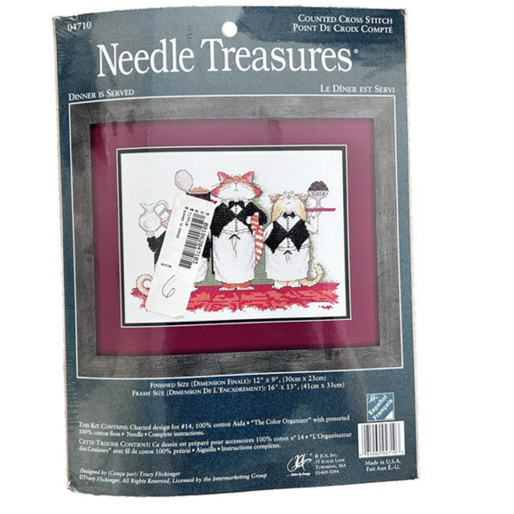 Needle Treasures Other - Cross Stitch kit, Needle Treasures Counted Dinner Is Served Cats Waiters‎ NEW